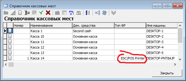 Справочник кассовых мест